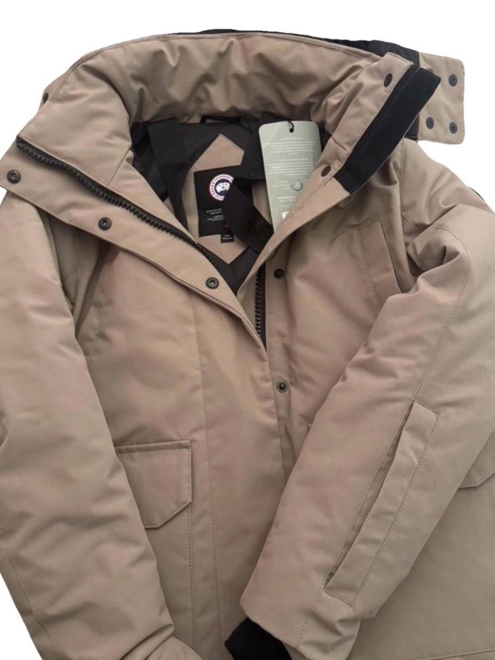 Canada Goose Women's Tan Hooded Puffer Jacket